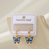 Stainless Steel Gold/Rosegold Plated Butterfly Evil Eye Hoops Earring